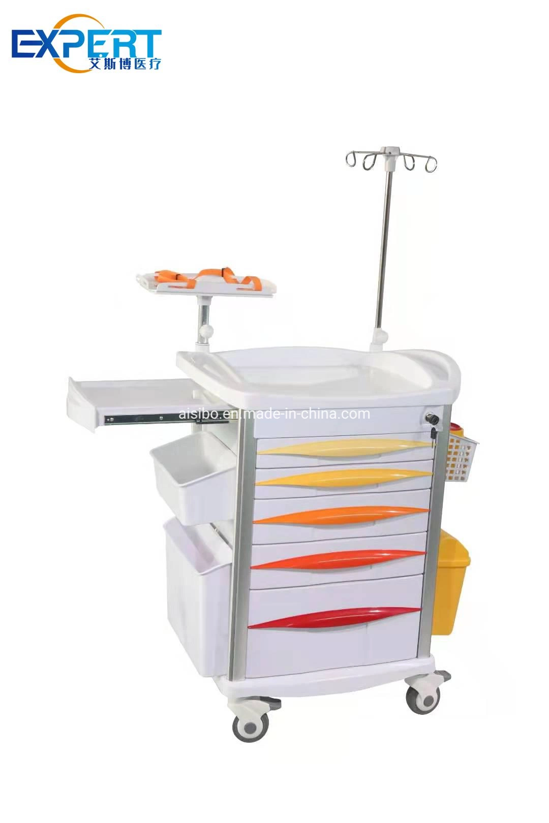 Medical Hospital Trolley New Design ABS Hospital Crash Cart Emergency Resuscitation Trolley