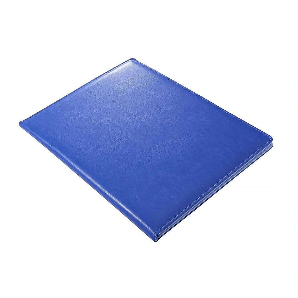 Blue Hard Cover PU Leather Folder for Interview