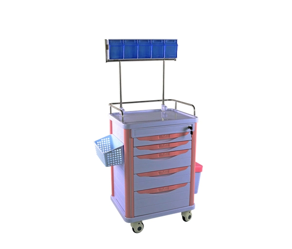 Hospital Anesthesia Trolley Best Selling ABS Plastic with 5 Drawers Hospital Furniture Traditional Caster 5 Decks