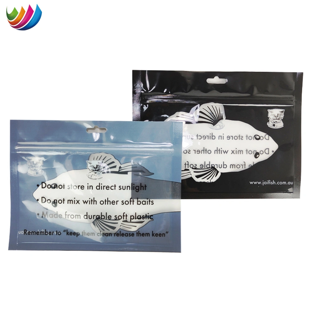 Customized Printed Fishing Bait Packaging Bag Resealable Transparent Soft Fishing Lure Plastic Fishing Bait Packaging Bag