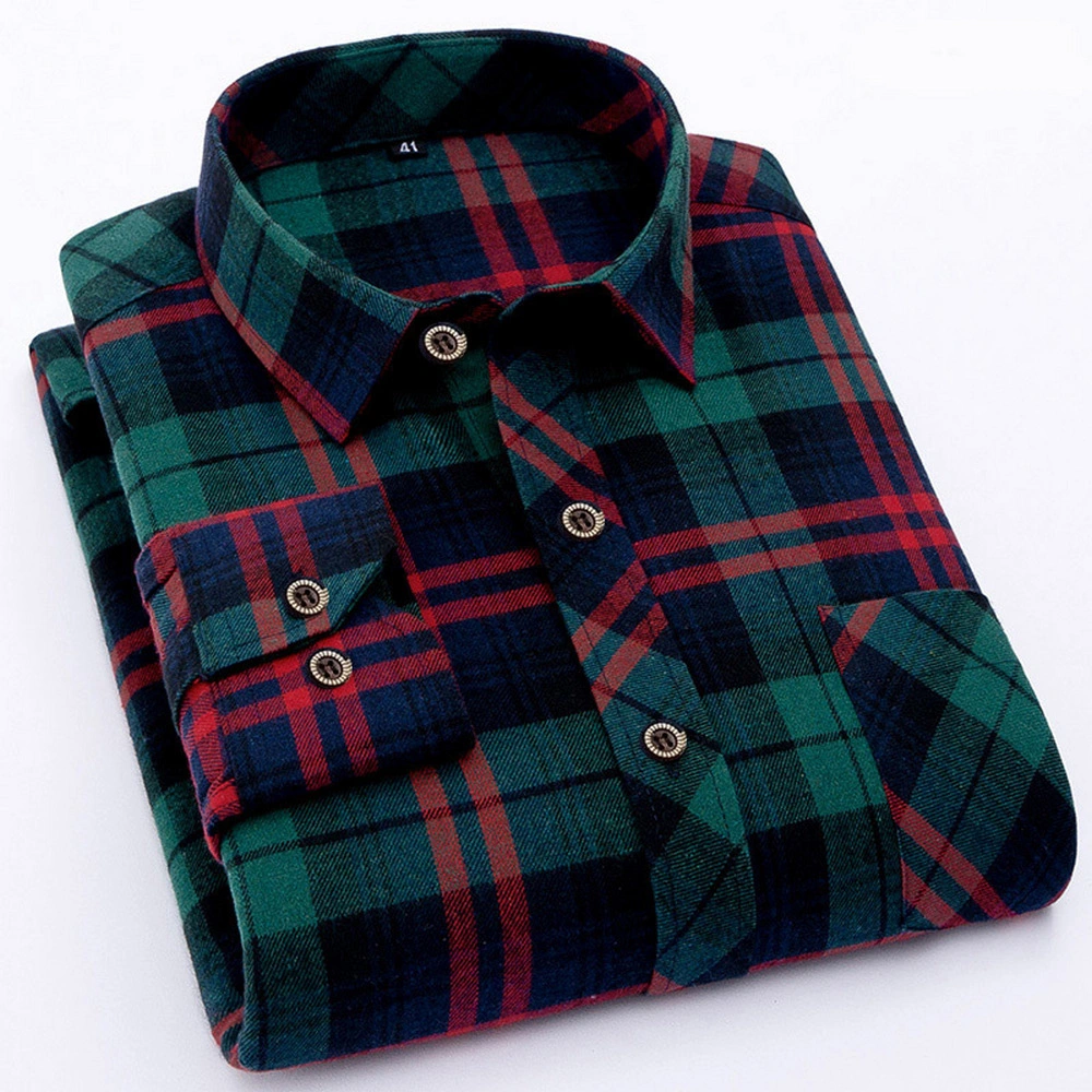 Multiple Colors Stock Flannel Shirts Mens Checked Cotton Wool