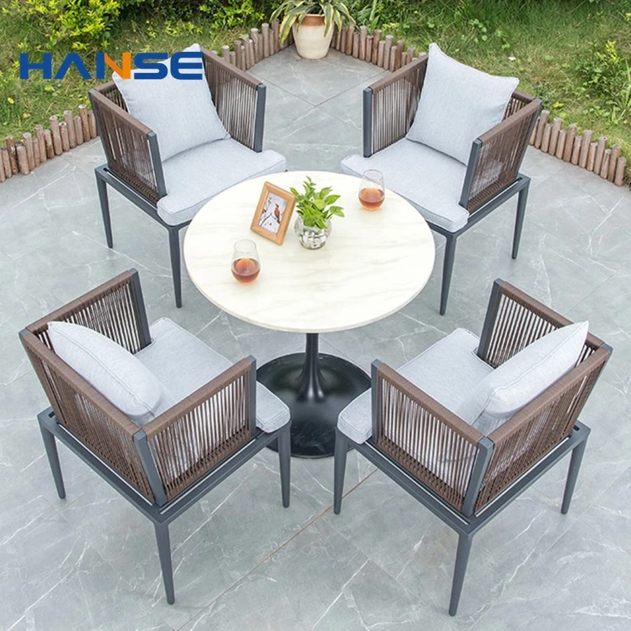 Outdoor Aluminum Teak Wood Coffee Tea Chair Table Furniture Dining Set Garden for Cafe Outdoor