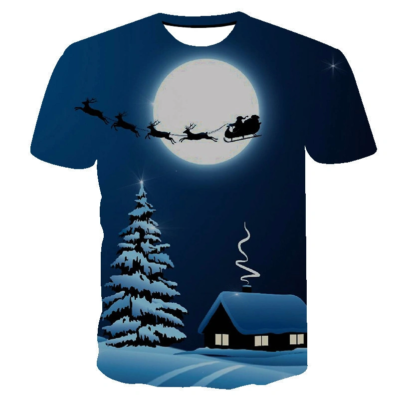 Manufacturers Supply Christmas 3 D Printing Man Short Sleeve Blouse The 3 D Digital Printing Men T-Shirt Lovers