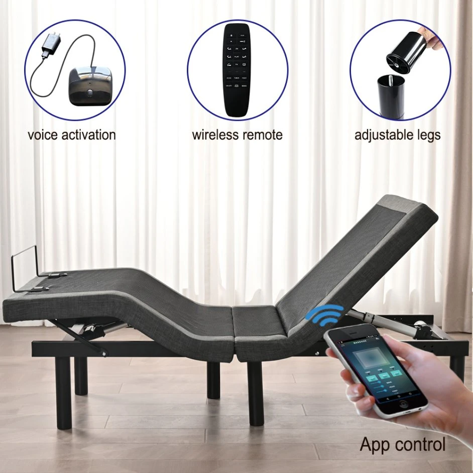 Luxury Massage USB Ports Split King Sofá cama ajustable Marco Cama eléctrica