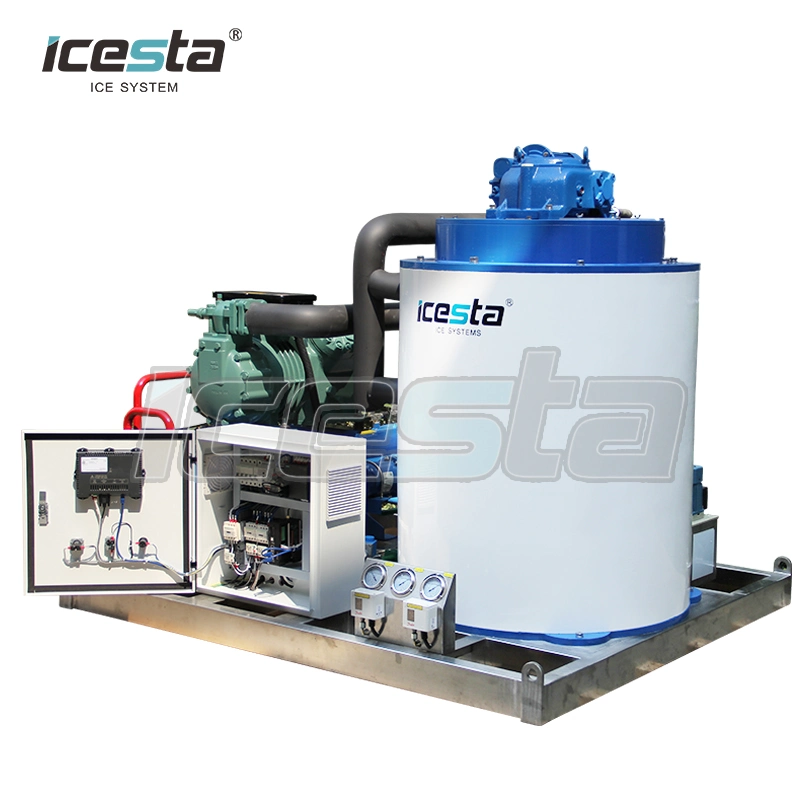 Icesta Easy Control High Reliable Water Cooling 300kg 500kg 1 2 3 5 10 Ton Flake Ice Machine for Fish