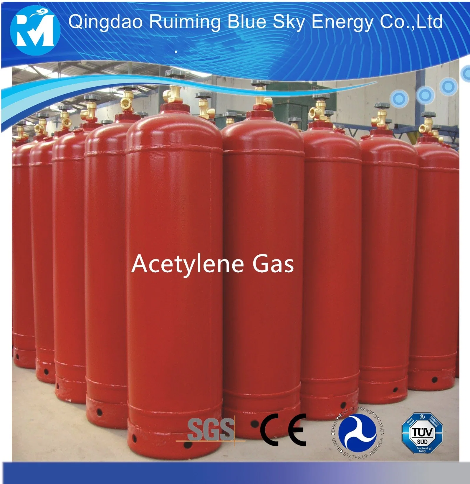 Cilindro de gas acetileno lleno con 6 kg de acetileno en venta.