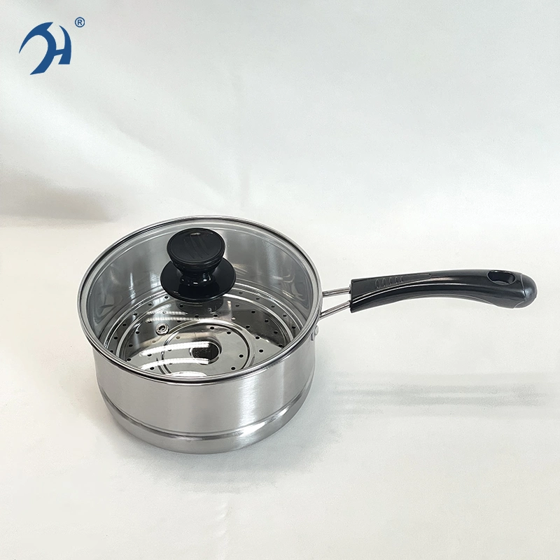 2024 Hot Sale Stainless Steel Sauce Pot Glass Lid Kitchen Appliance with Steamer