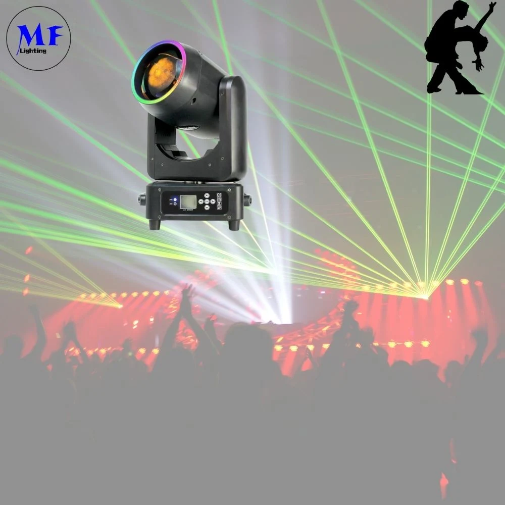 200W DMX512 Luz de foco móvil láser en miniatura de LED de rotación 14 Color Boda Event Club luces LED cabeza en movimiento viga afilada Luz de escenario Luz de escenario de cabeza en movimiento