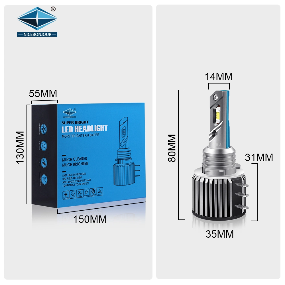 2022 Neuer 60W H15 LED Scheinwerfer Glühbirne LED Decoder 12V 24V Fernlicht Abblendlicht H15-Lampe