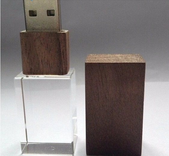 قرص ذاكرة فلاش Wooden Crystal USB 4 جيجا بايت و8 جيجا بايت و16 جيجا بايت و32 جيجا بايت وشعار مخصص سعة 64 جيجا بايت للهدايا