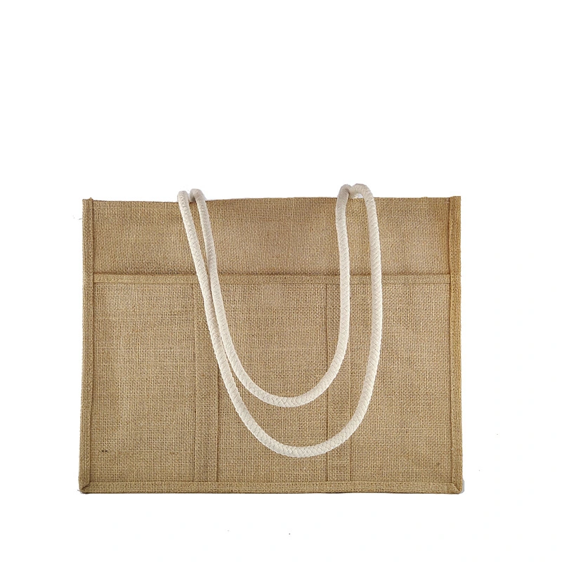 Neue Ankunft Recycle Party Strand Lebensmittel Werbung Carry Zipper Sublimation Große Tragetasche Aus Jute Mit Burlap-Design