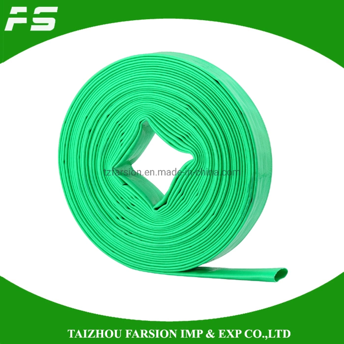 Venta de PVC flexible en caliente de color verde de suministro de agua bomba de riego agrícola de descarga del tubo flexible de disposición plana