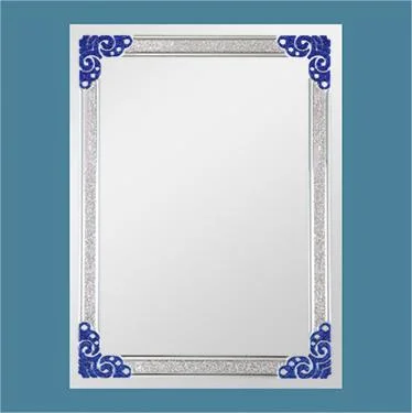 Double-Layer Vanity Top Bathroom Art Beveled Mirror with Shelf