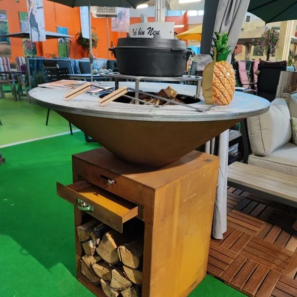 BBQ Brazier Charcoal Table Fire Pit Corten Steel BBQ Fire Bowl Table