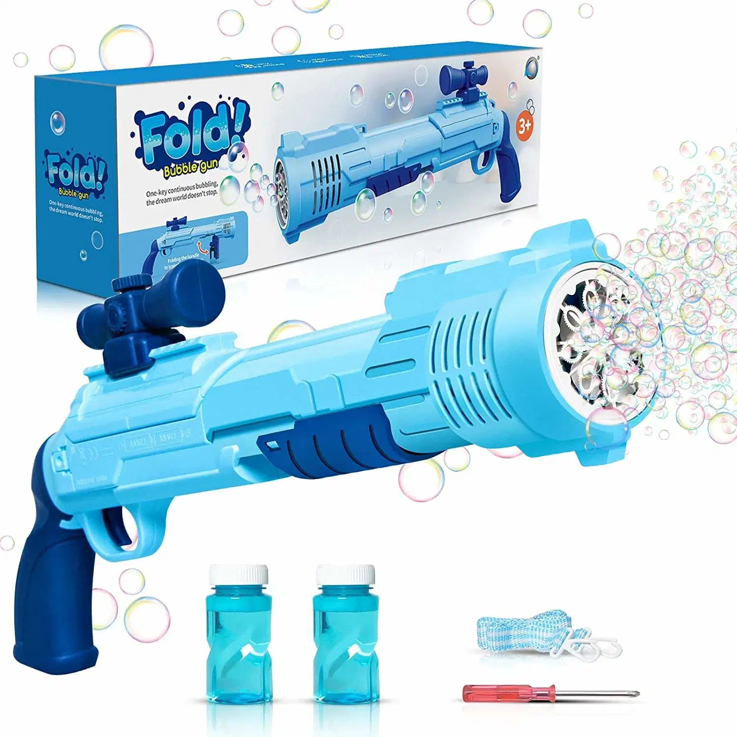 Ver imagen más grande Agregar a Compareshare2023 máquina de hacer burbujas de Rifle Pistola de juguete Bubble Blower Machine Shooter Bubble Launcher Toys for Cumpleaños de niño