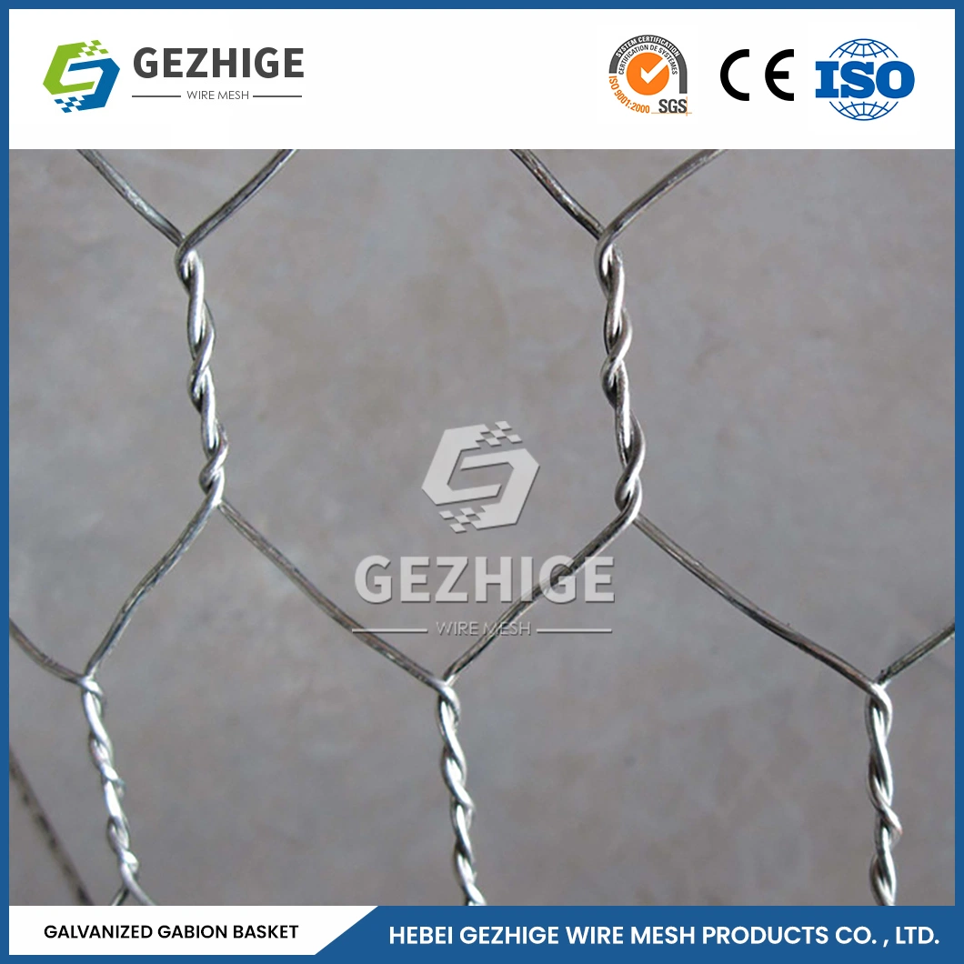 Gezhige 100X120 mm Hexagonal Galvanized Wire Mesh 2.0-4.0mm Wire Thickness PVC Coated Hexagonal Mesh Gabion China Hot Dipped Galvanized Gabion Mesh