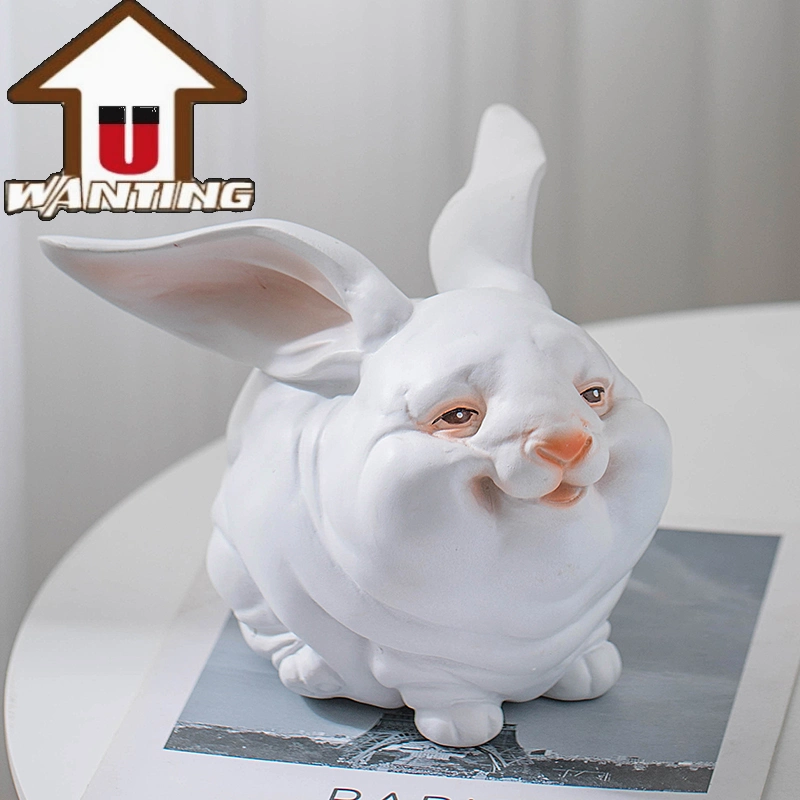 Promotional Gift Wholesale/Supplier Cute Rabbit Resin Statue Animal Sculpture Kids Toy Decoration