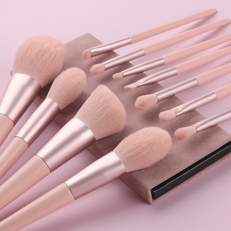 New 11 Makeup Brush Set Soft Hair Pink Powder Portable Affordable Full Set of Makeup Tools