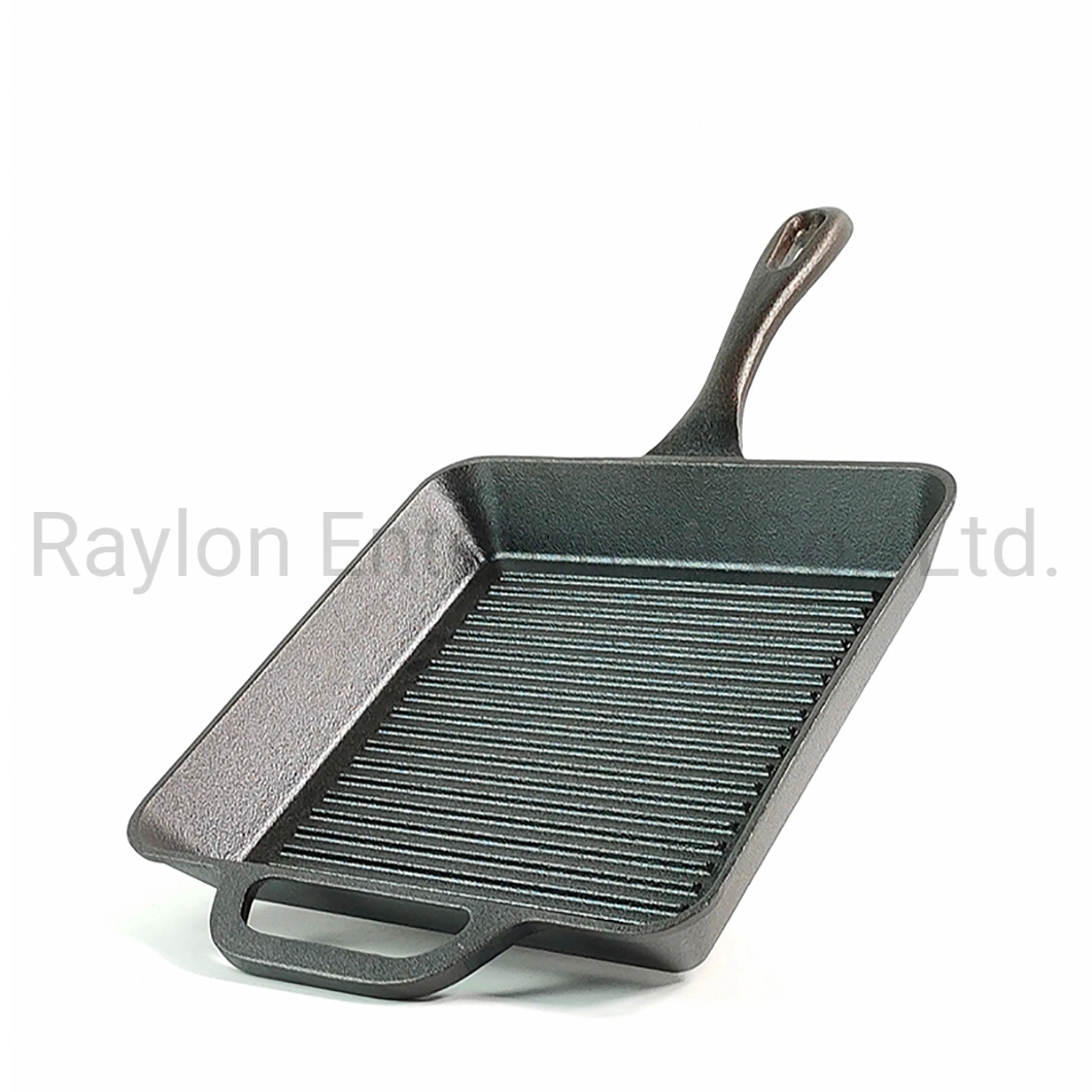 Wholesale/Supplier 23cm Pre-Seasoned Custom Cast Iron Griddle Plate Barbecue Pan Square Grill Pan Set