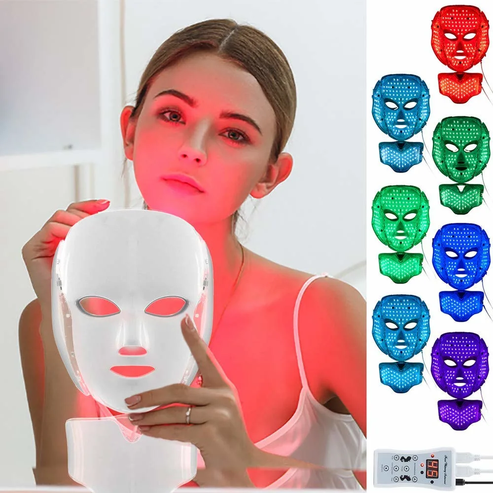 Totalmente personalizável Face Eco PDT família eléctrica do equipamento de beleza Spa Fóton Facial 7 cores, terapia de luz Máscara de LED