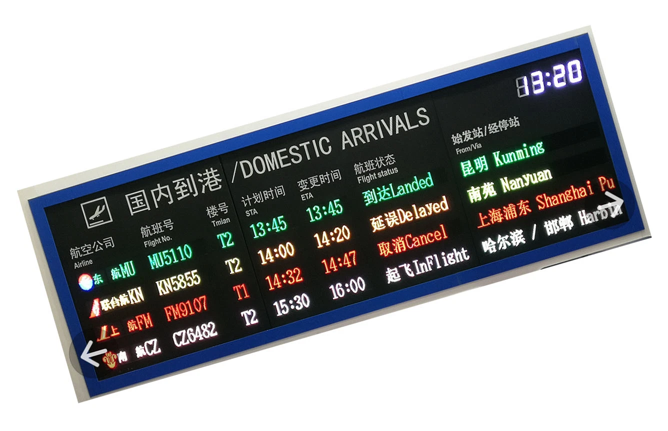 Flight LCD-Bildschirm positive Transmisive TN 6 O′ Uhr 12V 24 * 24 Punkte Zeichen LCD-Bildschirm für Flughafen-Anwendung