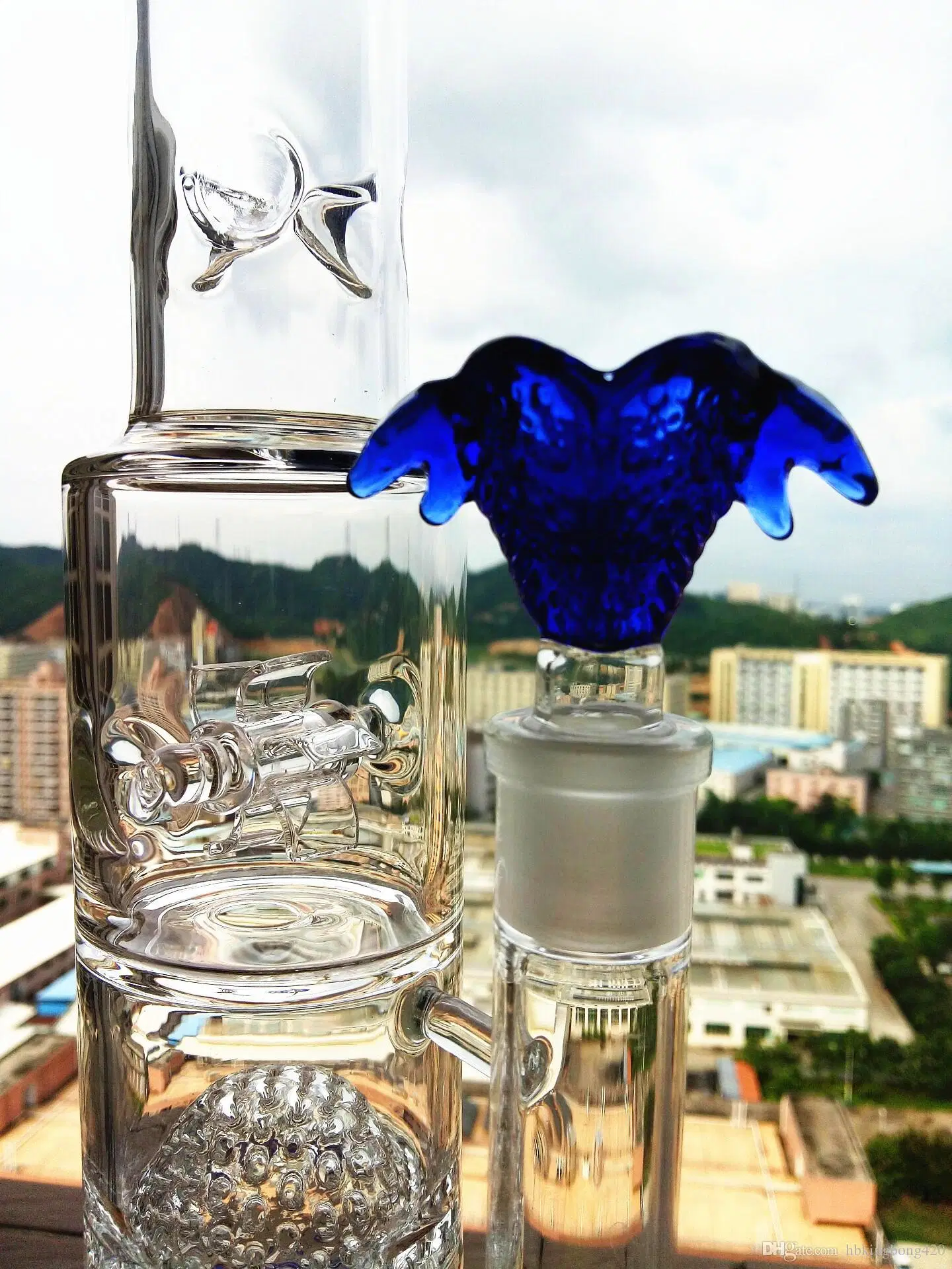 Blue Glass Smoking Water Pipes Birdcage Percolater Glass Smoking Pipes