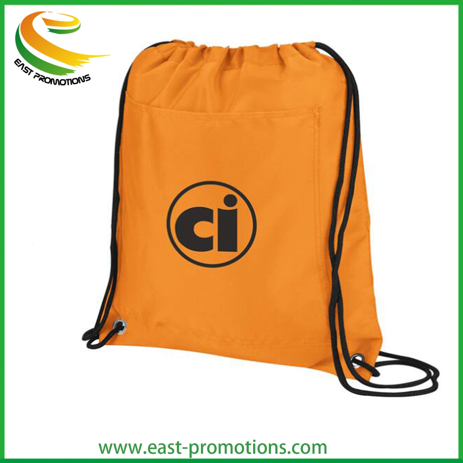 210d Polyester Drawstring Bag School Backpack Shoe Bag with Pockets