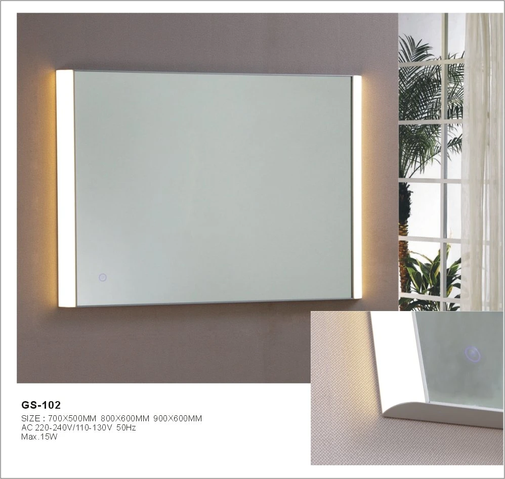 Rectangle Acrylic Silver Home Decor LED Bathroom Futniture Mirror