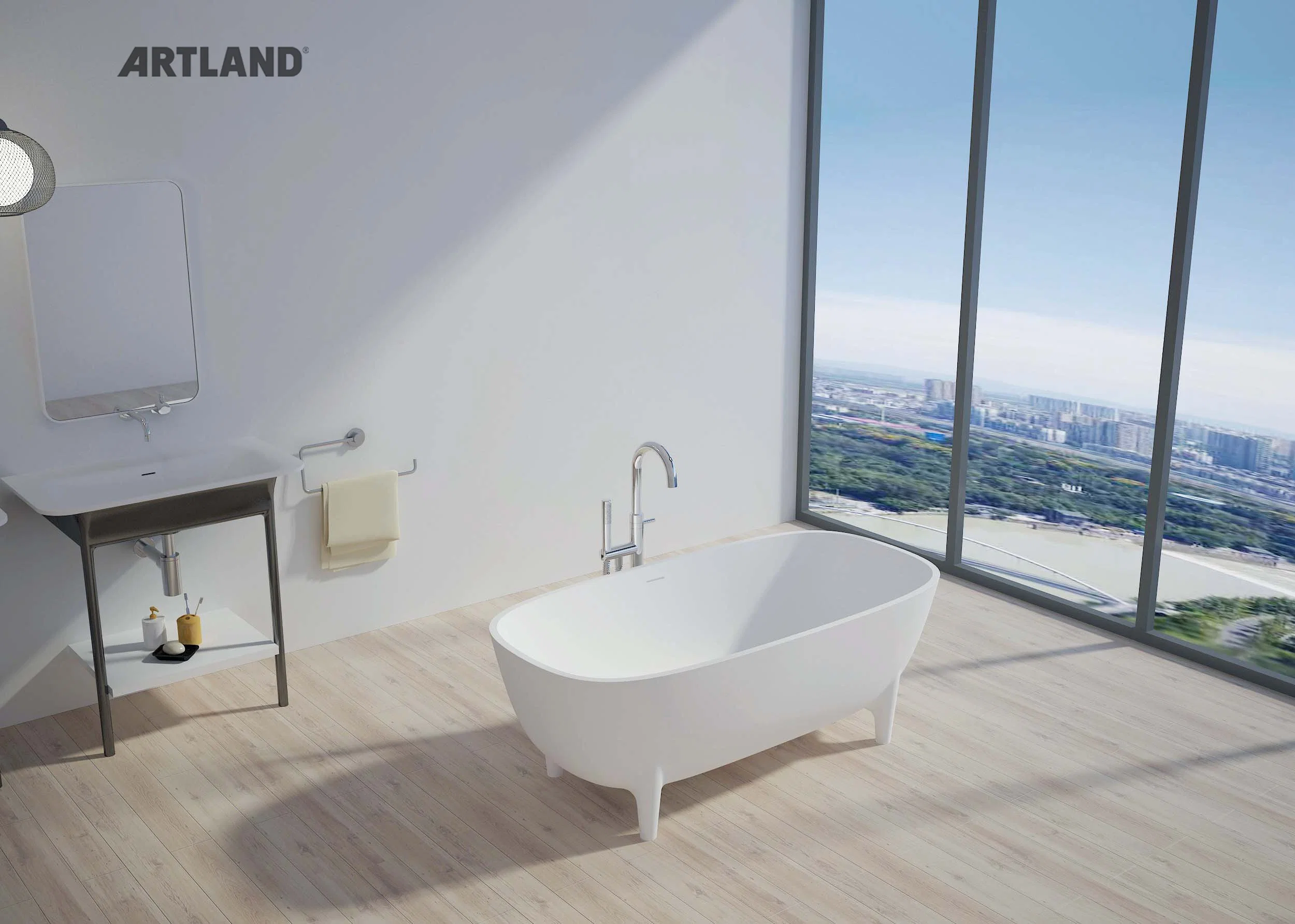 Artland Patented Free Standing Square Circular Corner Bath Tub Bathtub