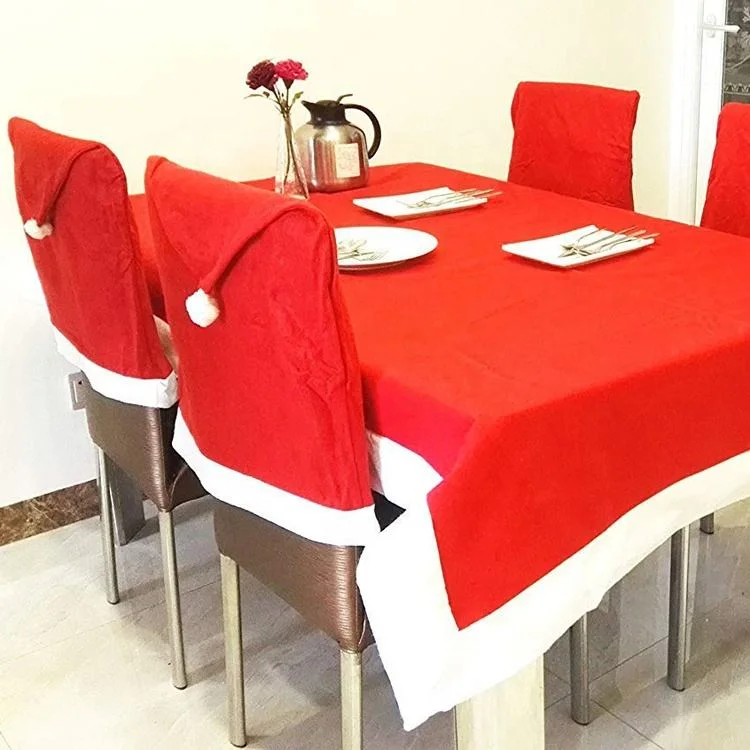 Red Non-Woven Christmas Chair Cover Christmas Table Decoration