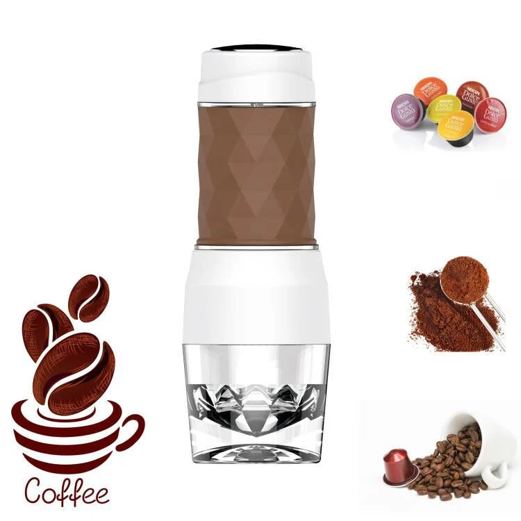 Portable Mini Hand Press Coffee Maker for Capsules and Ground Coffee