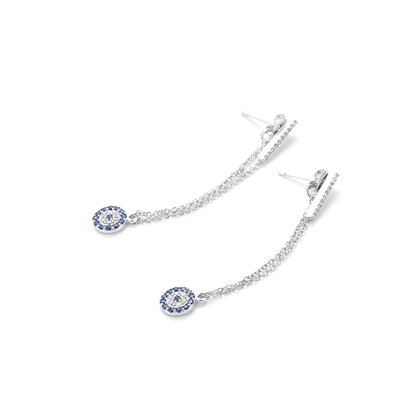 Bijoux de mode en gros Boucle d'oreille œil maléfique en argent 925 avec CZ coloré pour femme.