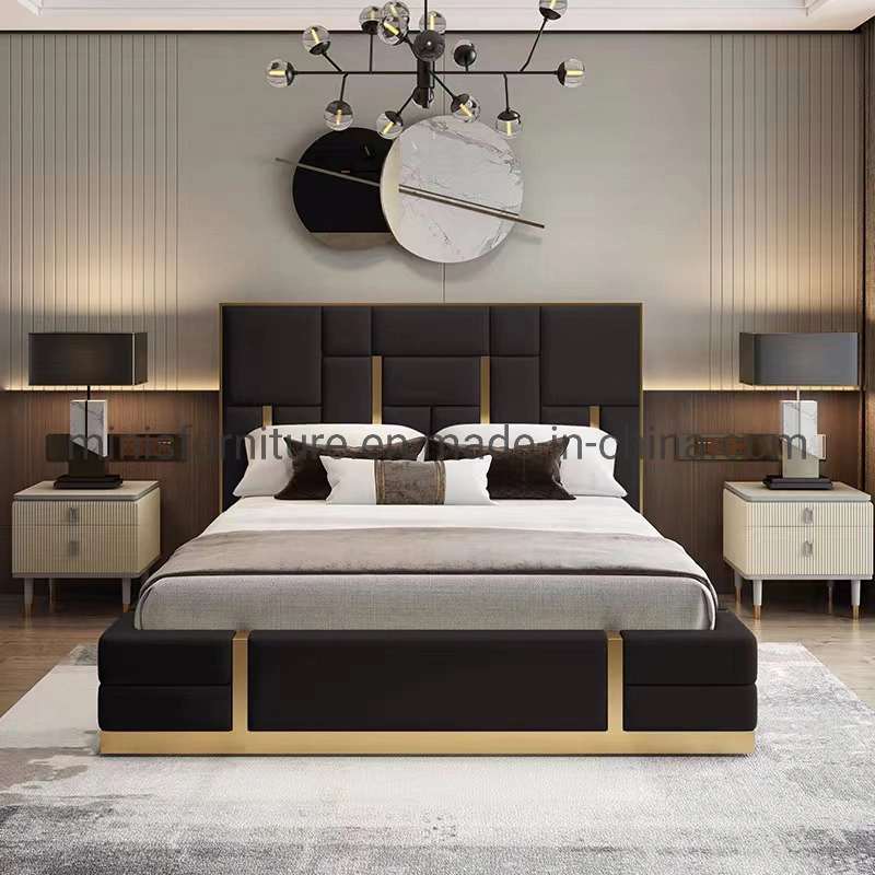 (MN-MB118) Luxury Hotel/Home Bedroom Furniture Adult Leather King/Queen Size Bed