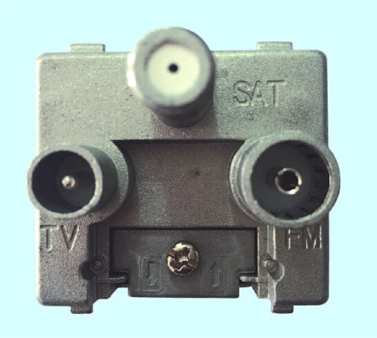 Through-Type 5-2450MHz 3 Gang TV+FM+Sat Wall Sockets Outlet