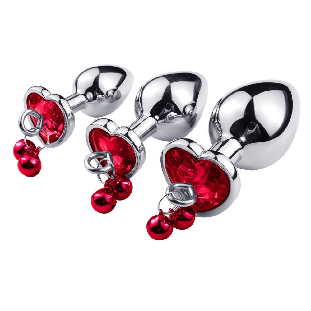 S/M/L Metal Aluminium Alloy Anal Butt Plug Heart-Shaped Bells Expander for Male and Female Sexy Adults Game Ass Sex Products