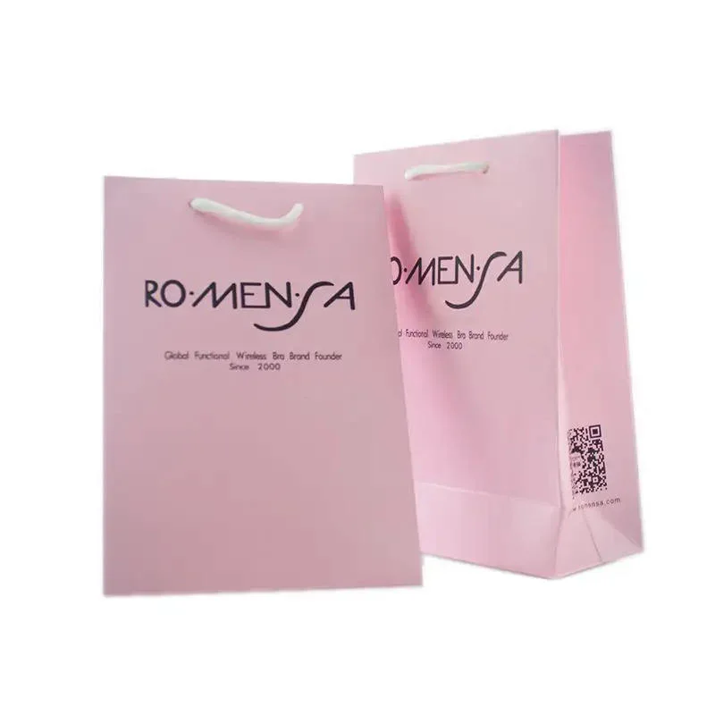 Sweet Pink Custom Logo Printing Paper Shopping Carry Bag Paper Shopping Packaging Bag for Girls' Gifts Packaging