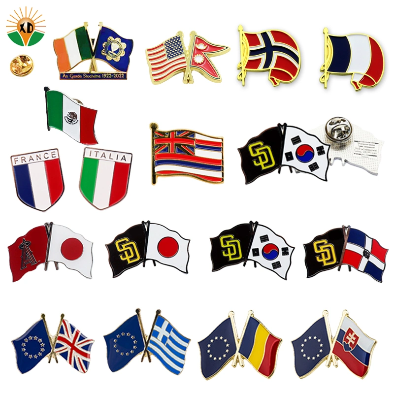 Kein Minimum Custom Metal Emaille Pin Epoxy National Flag Lapel PIN Saudi Arabien UAE Abzeichen Emaille Land Flagge Pins