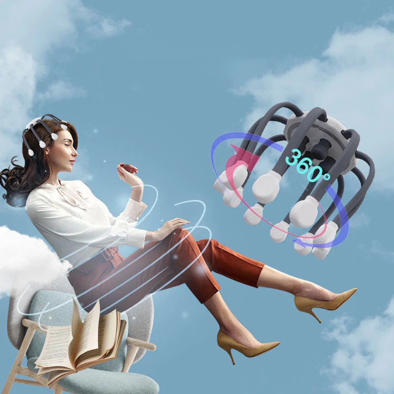 Wiederaufladbares Smart Electric Head Massager Octopus Massager Entferne Müdigkeit Entlasten Sie Stress und verbessern Sie den Zirkulationskopfentaxer