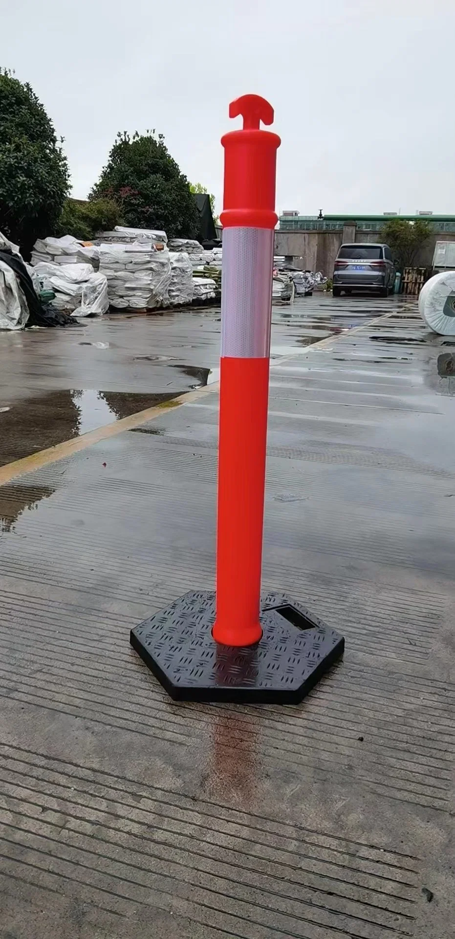 Diseño portátil con la base de caucho superior T duraderas reflectante PE la seguridad del tráfico para delineación Post