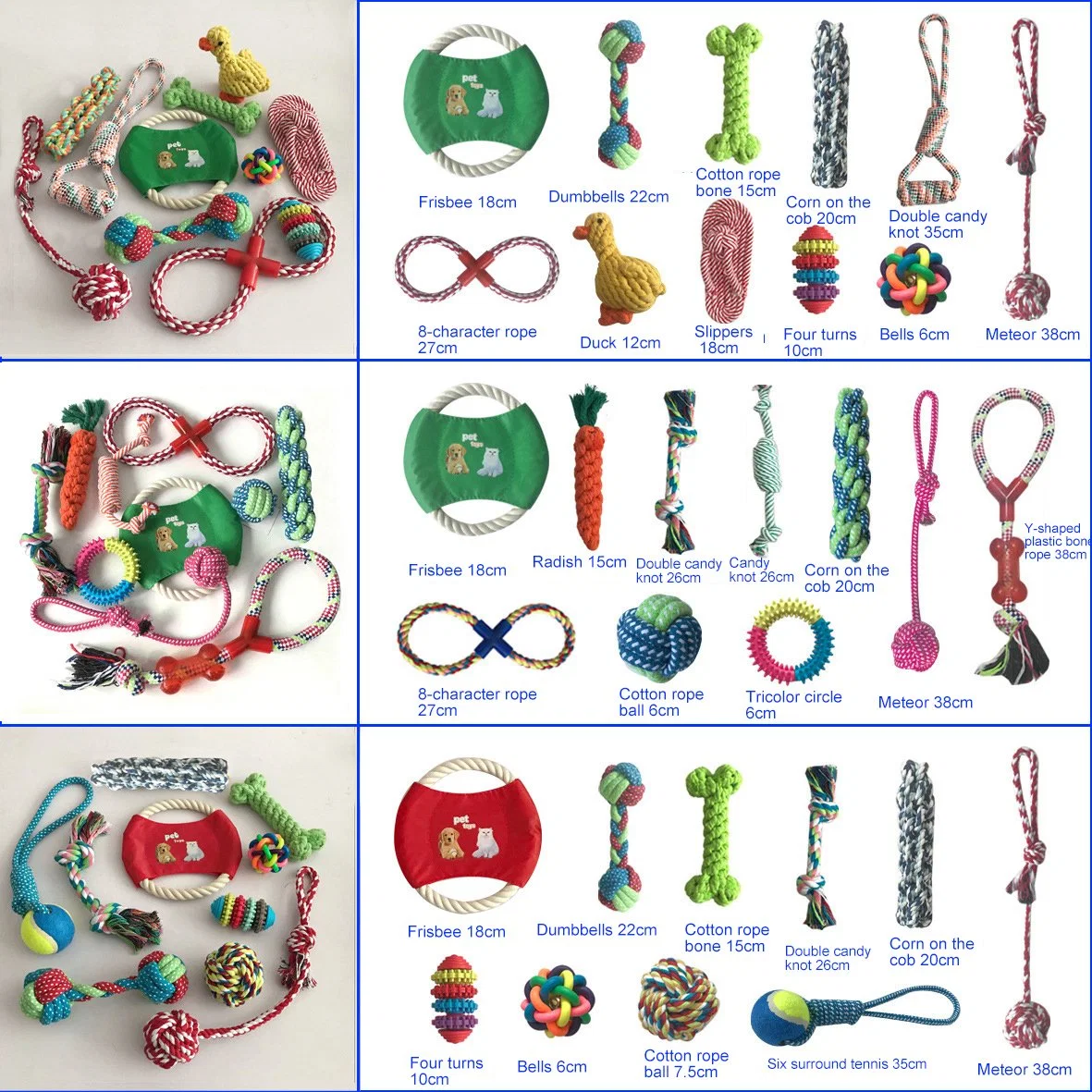Pet Assorted Medium to Large Knotted Rope Dog Toys