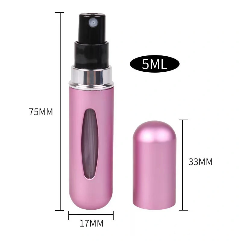 Basic Customization 5ml Small Matte Black Aluminum Metal Fragrance Atomizer Travel Portable Spray Perfume Bottle