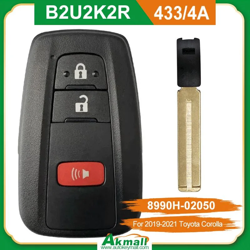 B2u2K2r 2+1bt Smart Remote Car Key 433MHz for 2019 - 2021 Toyota Corolla