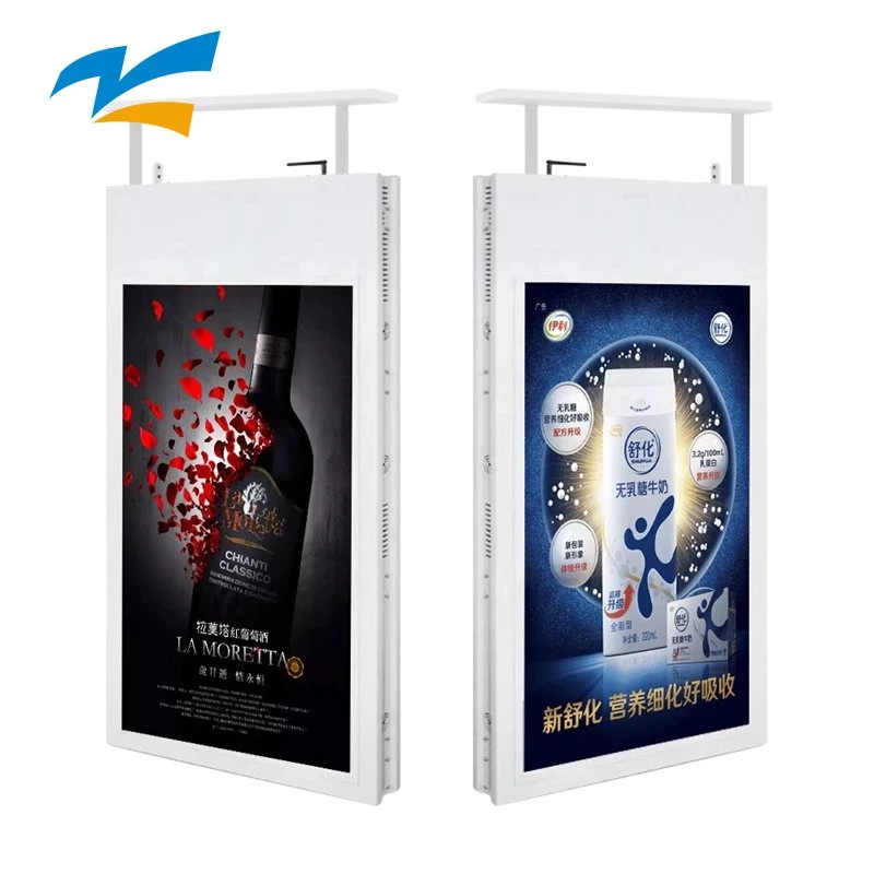 Full HD Digital Signage Window LED Video Display Dual Screen Double Side Ultra Thin Design Hanging Display