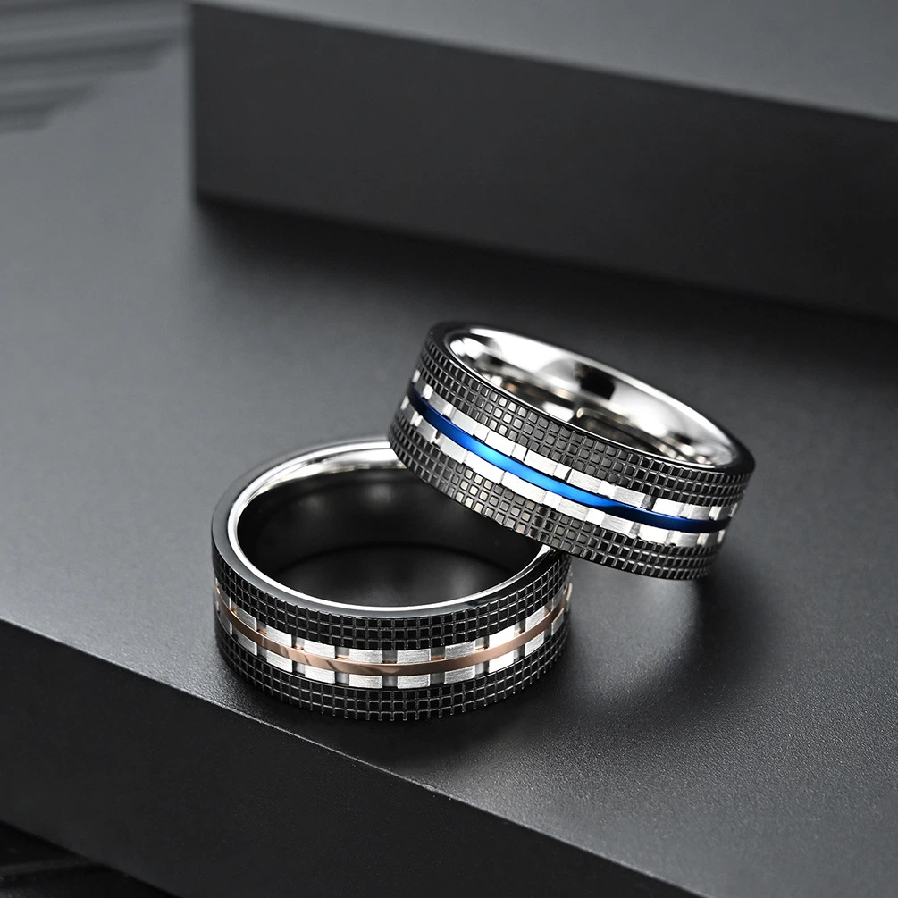 New Fashion Men Atmospheric Double Color Stainless Steel Ring