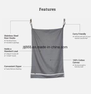 Door-Hanging Laundry Hamper with Stainless Steel Hooks