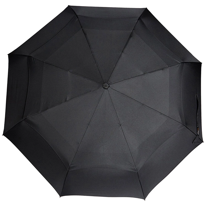 8K Black Automatic Windproof Double Vented Canopy 3 Fold Umbrella