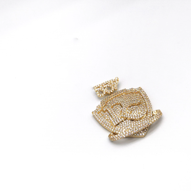 Fashion Jewellery 18K Yellow Gold Necklaces Imitation Hip Hop 925 Sterling Silver Jewelry Pendant