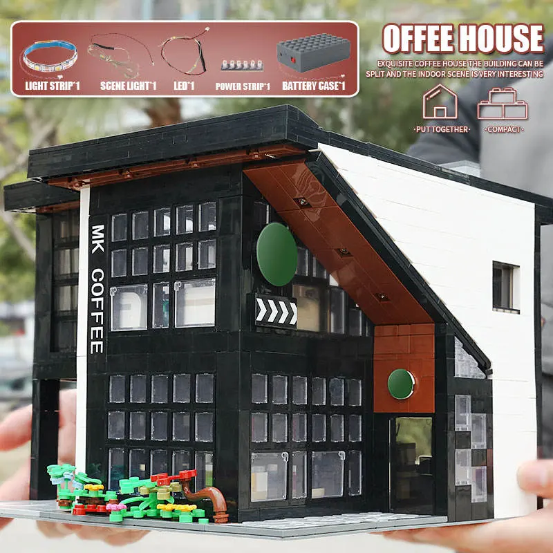 Coffee House Birthday Gifts City Streetview Building Blocks Assembly Bricks Kids Toys