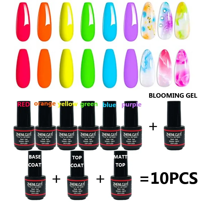 8ml de gel de colores del arco iris UV Gel Polish Kit top coat capa base