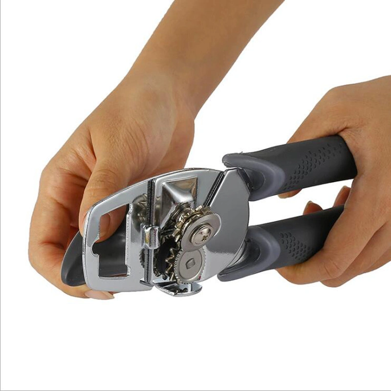 Can Opener, Stainless Steel Manual Can Opener with Smooth Edge, Heavy Duty Can Opener with Beer Bottle Opener Ergonomic Anti Slip Grip Handle Esg12243